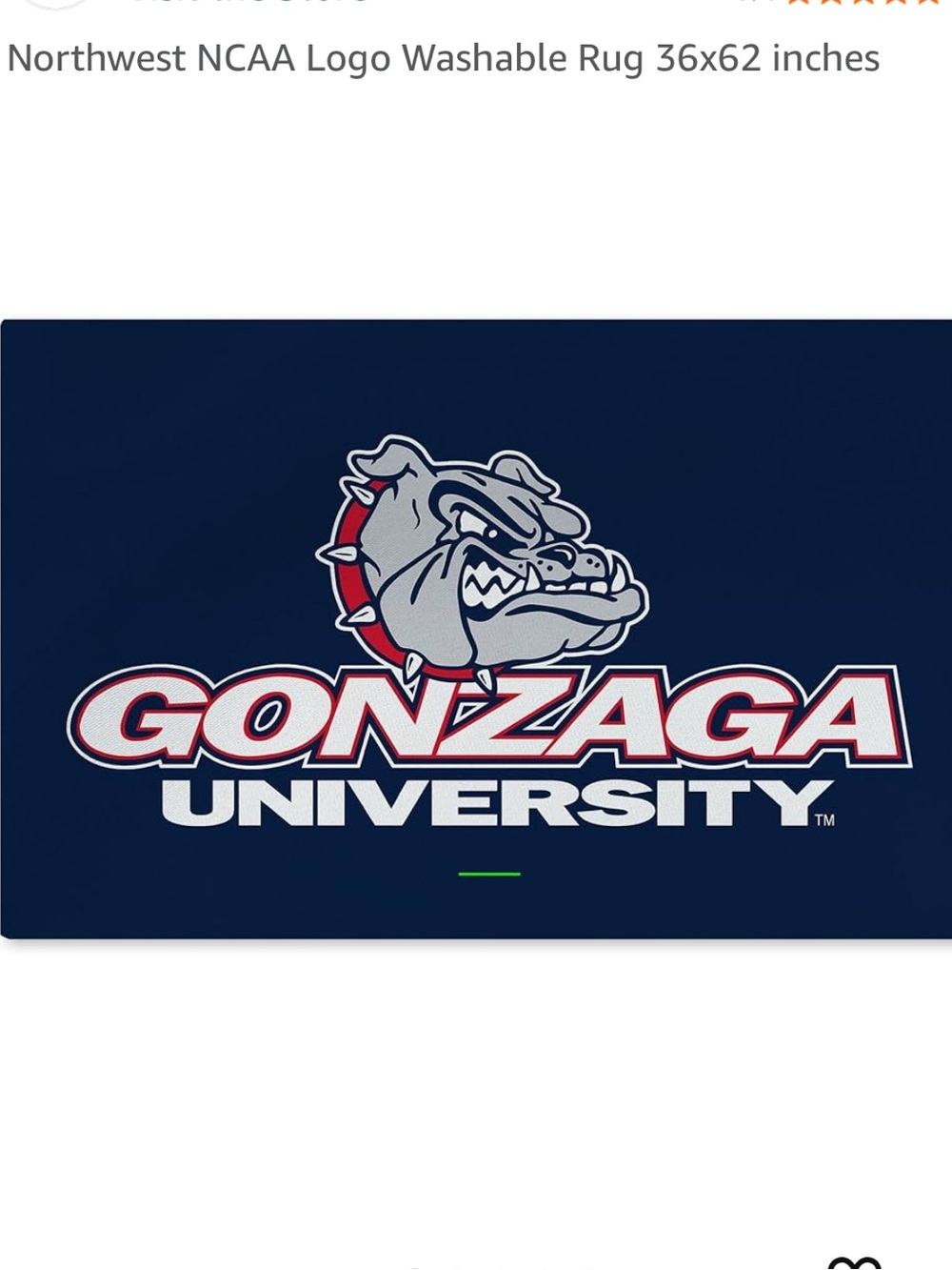 NEW in package Northwest NCAA Logo Washable Rug 36x62 inches Gonzaga Bulldogs